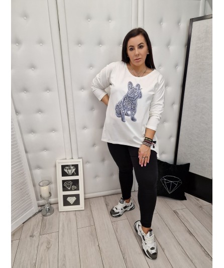 Bluzka Rogi My Luxe Buldog Biały