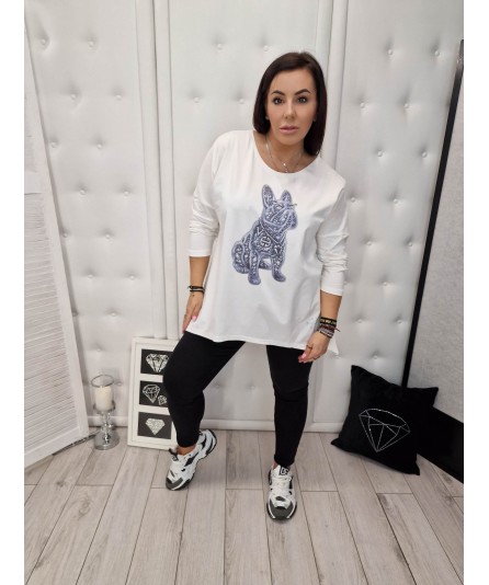 Bluzka Rogi My Luxe Buldog Biały