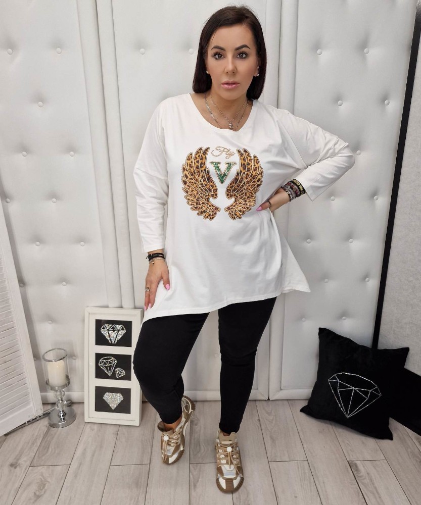 Bluzka Rogi My Luxe Skrzydła Panterka Biała