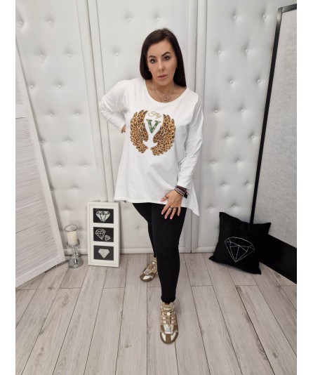 Bluzka Rogi My Luxe Skrzydła Panterka Biała