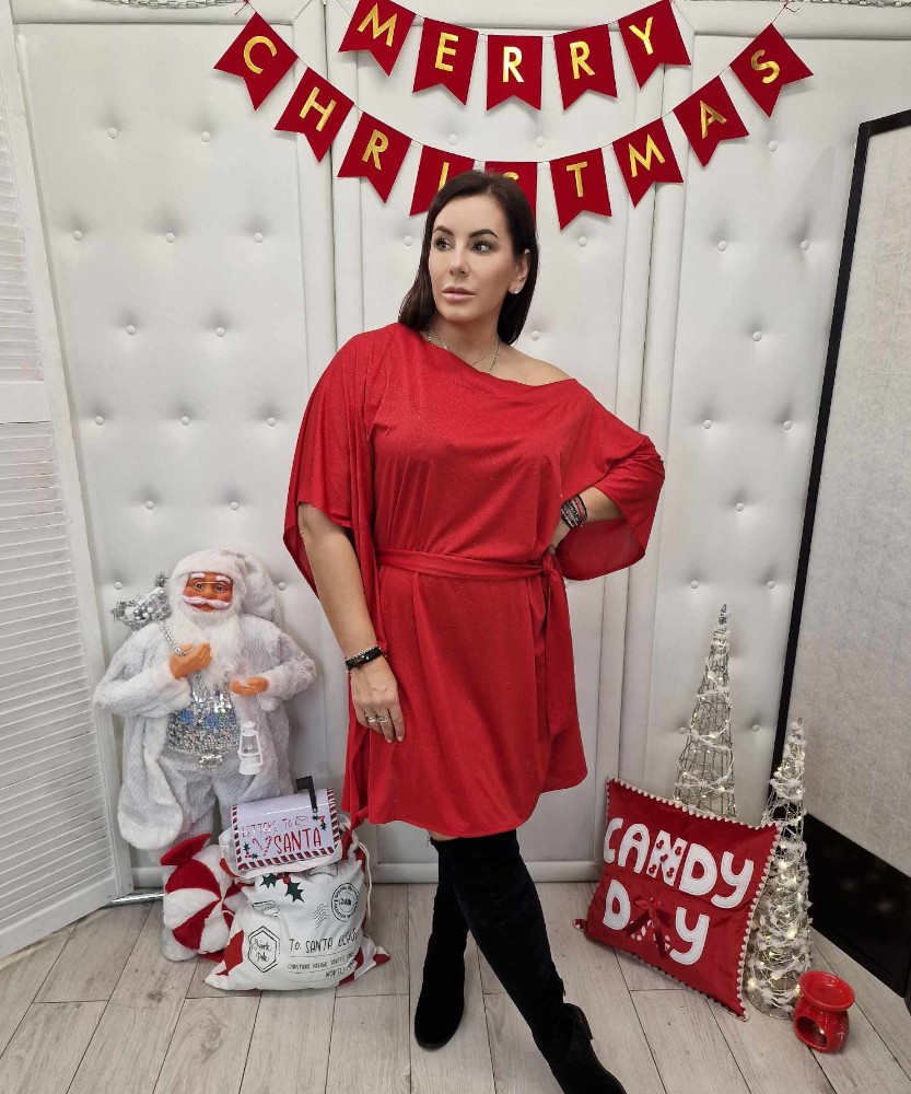 Sukienka Kimono X-Mas Czerwona Błysk