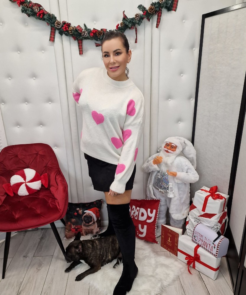 Sweterek Hearts By Lamu Biały