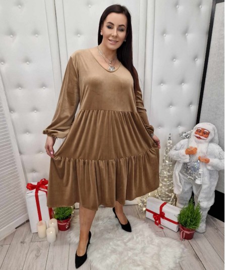 Sukienka Umbrella Welur Camel