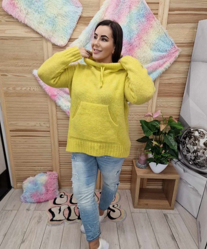 Sweter wiosenny Kangurek Musztarda
