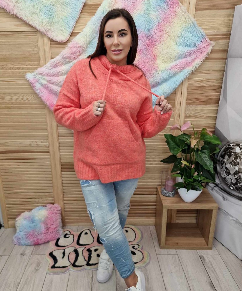 Sweter wiosenny Kangurek Brzoskwinia