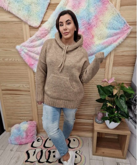 Sweter wiosenny Kangurek Brąz