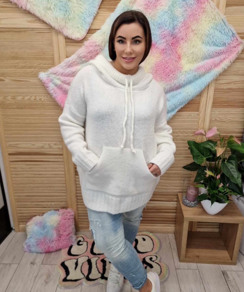 Sweter wiosenny Kangurek Biały