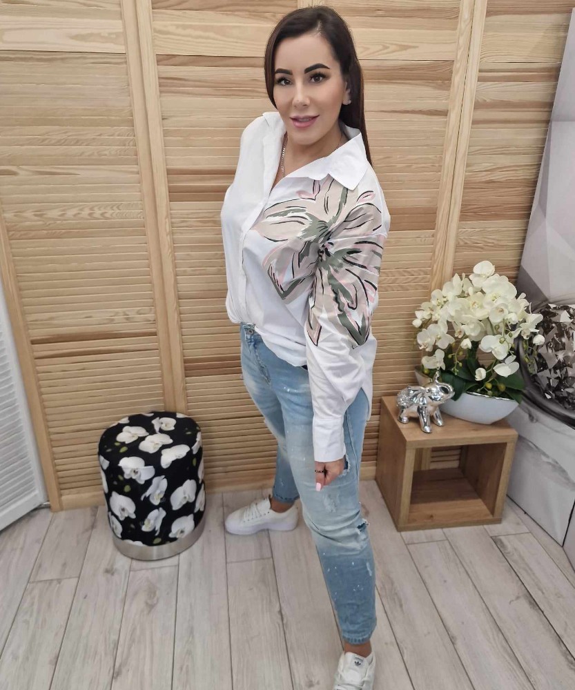 Koszula Big Flower Beż