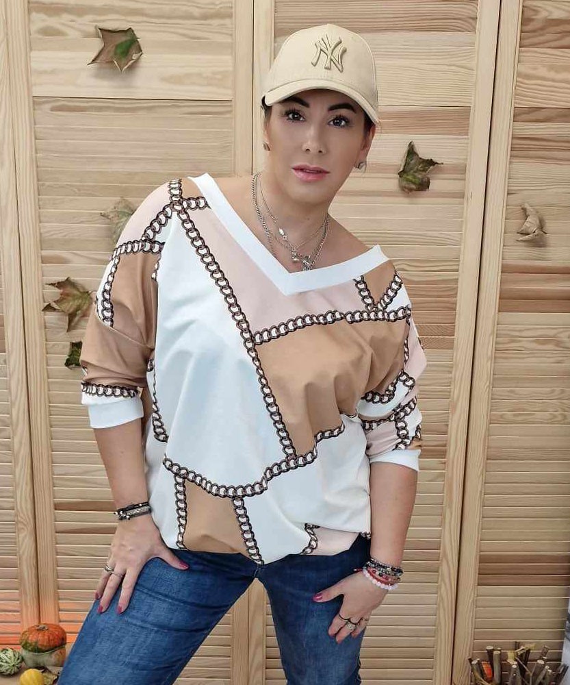 Bluza Chains Nude  Serek