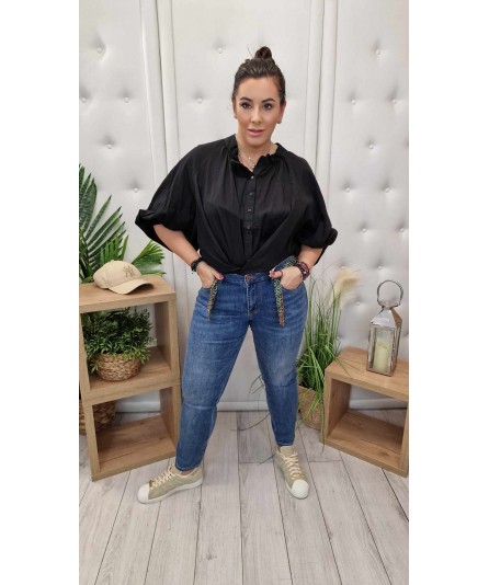 Spodnie Jeans Satynowy pasek