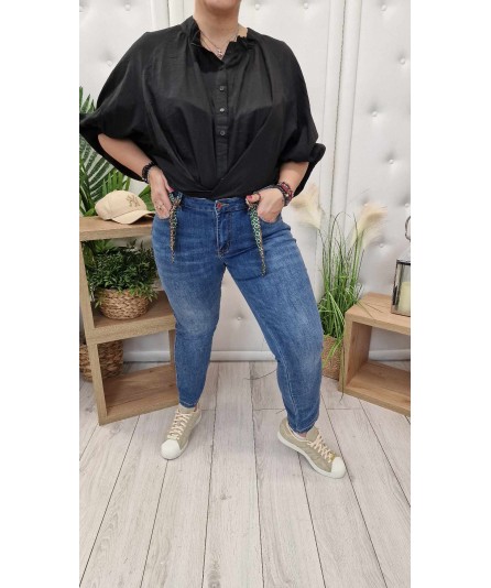 Spodnie Jeans Satynowy pasek