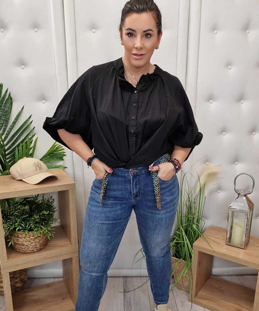 Spodnie Jeans Satynowy pasek