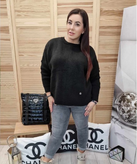 Sweter Basic Over Czarny