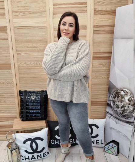 Sweter Basic Over Kość...