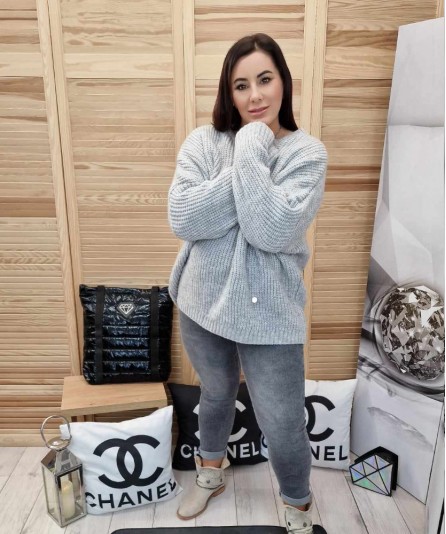 Sweter Basic Over Szary