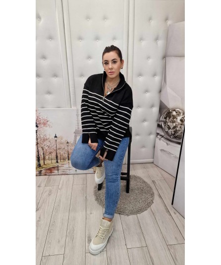 Sweter w Paski DILVIN Czarny