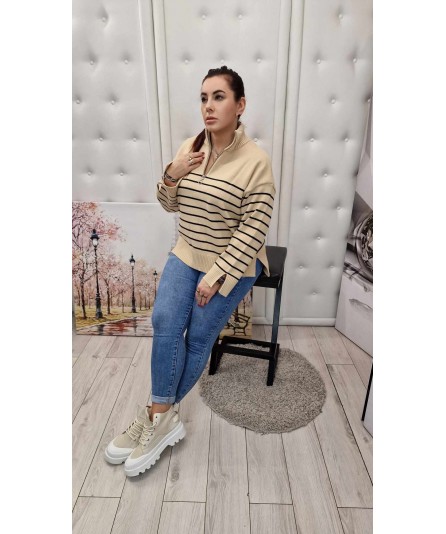 Sweter w Paski Dilvin Beż